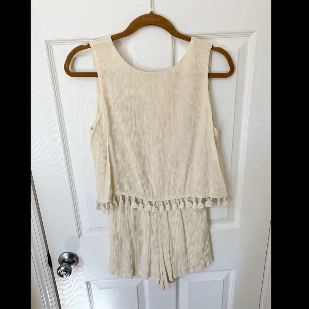 Forever 21 Cream Chiffon Sleeveless Romper